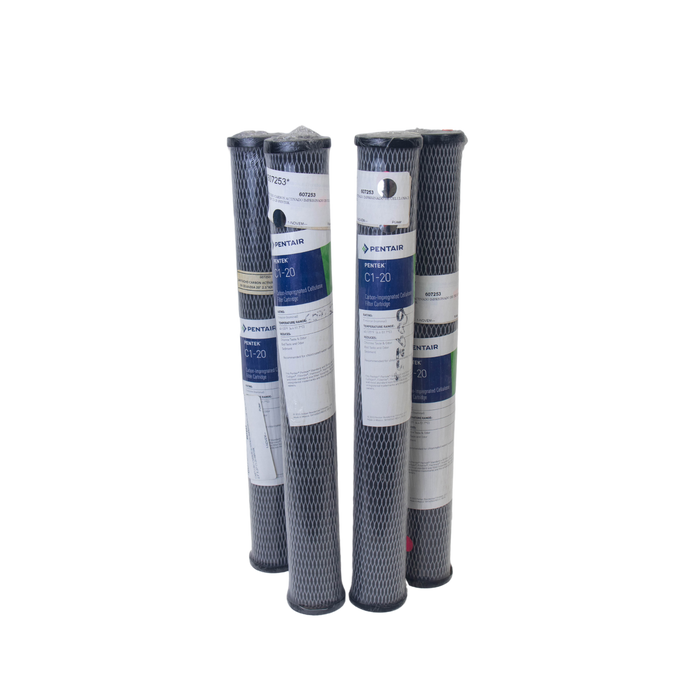 Paquete de 4 Filtros Cartuchos de Carbón Activado Impregnado de Celulosa 2.5" x 20"