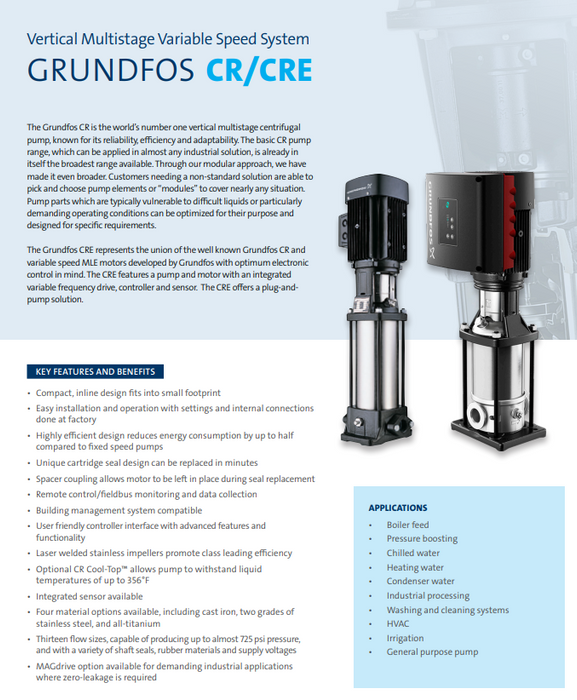 Bomba Multietapas GRUNDFOS CR 10-3 3HP 220/440V 3F