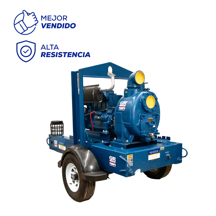 Bomba Autocebante Tragasólidos de 4x4" Con Remolque Gorman Rupp y Motor Diesel T4A60S-F3L