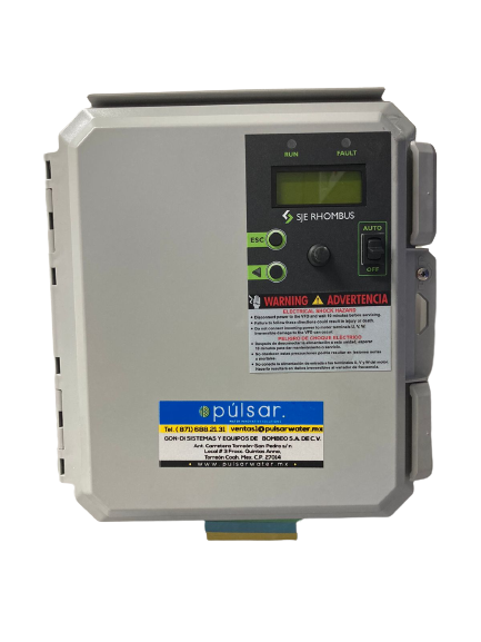 Tablero de Control con Variador de Frecuencia para Bomba de .5 a 1.5 HP 240V 7 AMP NEMA 1