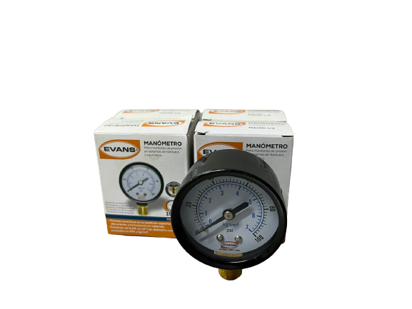 Caja de Manómetros de presión (0-100)PSI 1/4 NPT (4 piezas)