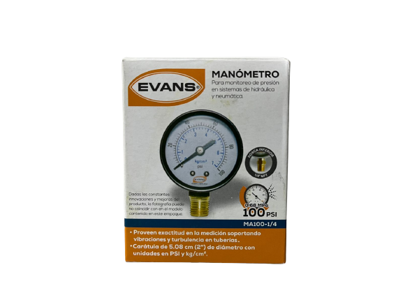 Manómetro de presión (0-100) PSI 1/4 NPT