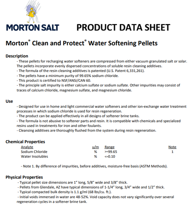 Sal para suavizador MORTON SALT 50Lb (22.5Kg) en pellet