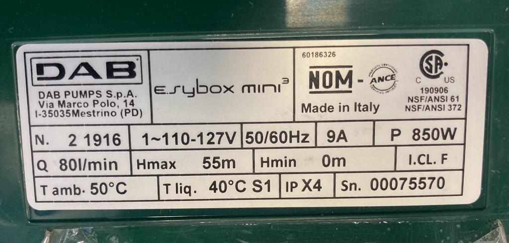 Bomba Presurizadora E.sybox Mini 1 HP 110V