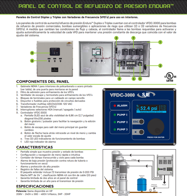 Tablero de Control con Variador Duplex para 2 Bombas de 5 Hp 440V ENDU ...