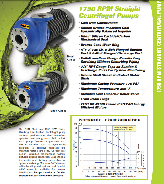 Bomba Centrífuga 15 HP 220/440V 3F 4"x 3" Bridada 428B-95 AMT