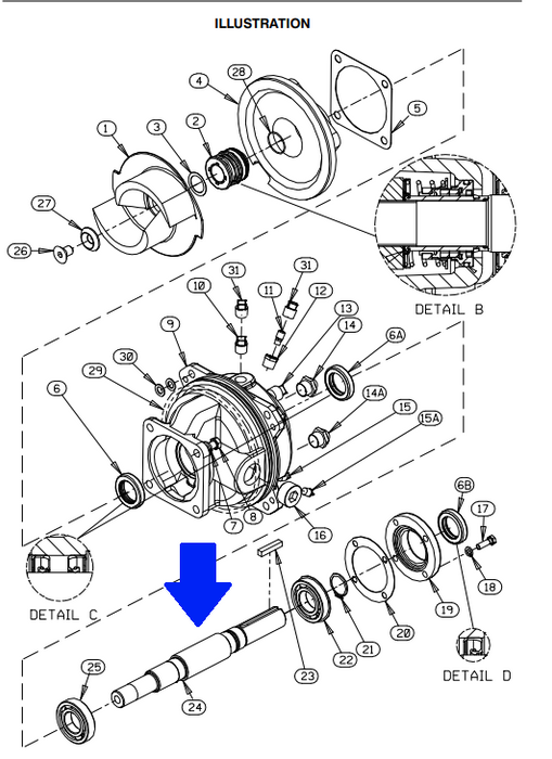 IMPELLER SHAFT 38514-563 16040