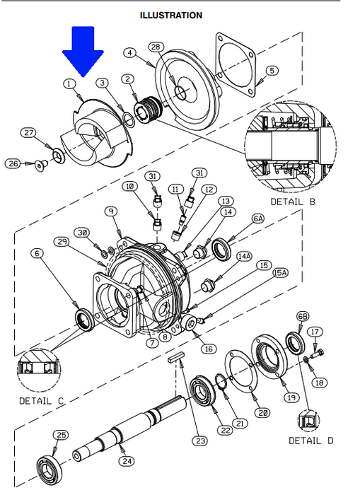 IMPELLER 11406 11010 - IMPULSOR PARA T3A3S-B