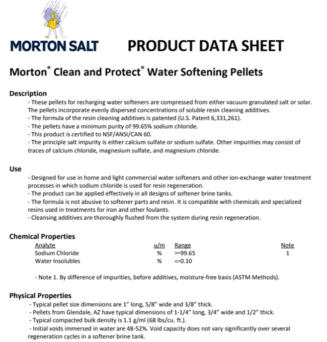 Sal para suavizador MORTON SALT 50Lb (22.5Kg) TARIMA