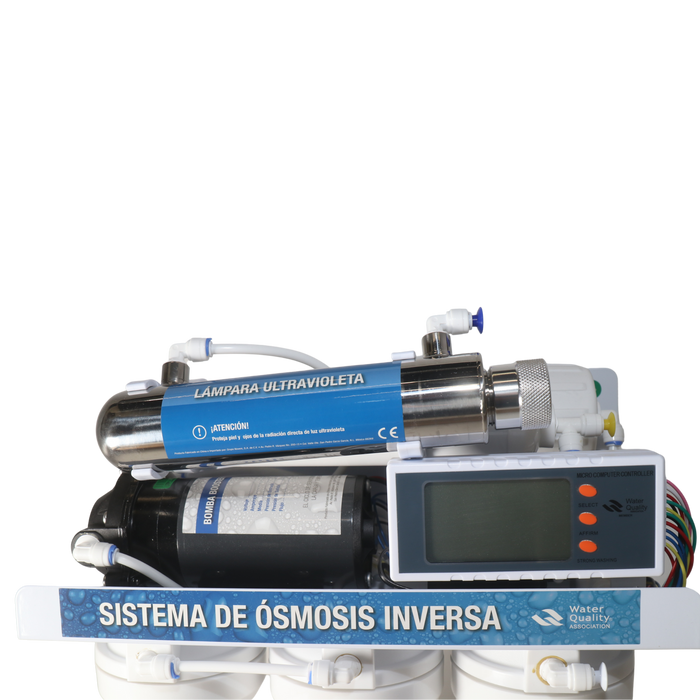 Purificador Ósmosis Inversa de 6 etapas con Luz UV y monitor, para Flujo de  100 GPD (379 Litros por día) – Bedon